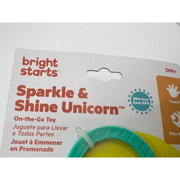 Bright Starts Sparkle & Shine Unicorn Rattle Teether On-the-GO Toy NWT - Picture 8 of 8